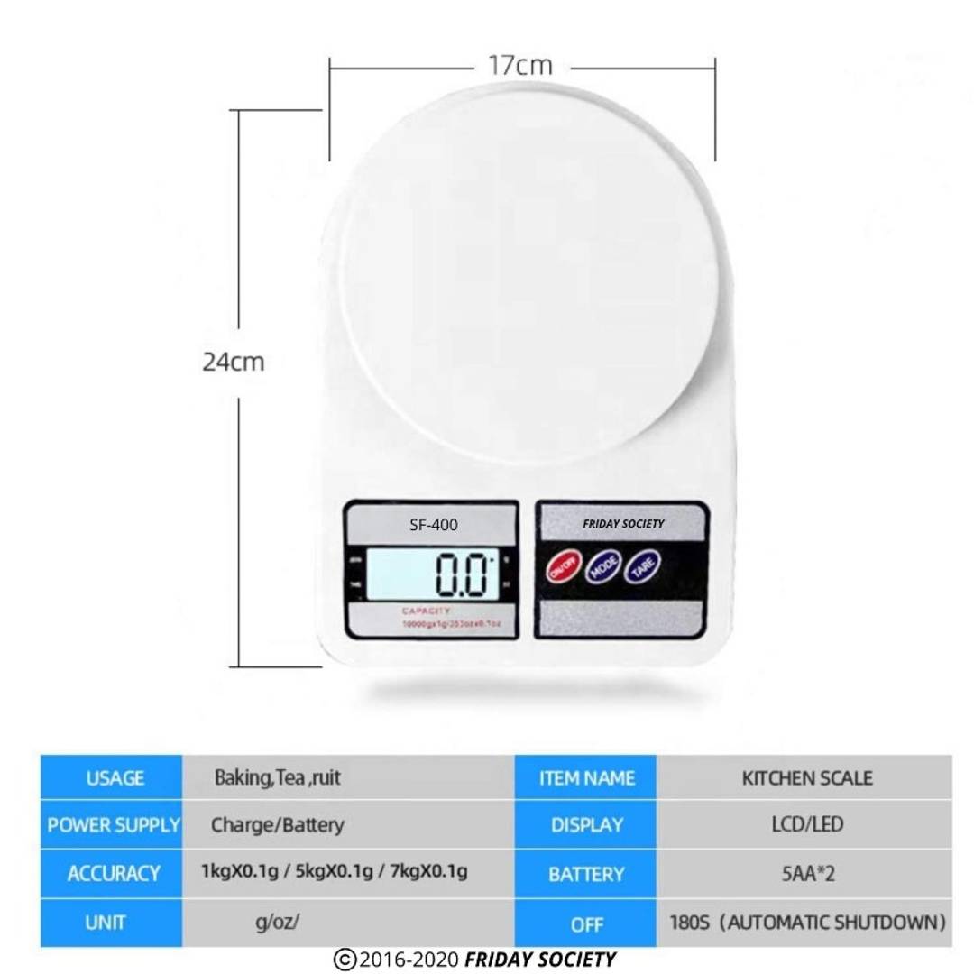 SF 400 Kitchen Scale Digital Kitchen Weighing Machine Multipurpose Electronic  Weight Scale with Backlit LCD Display