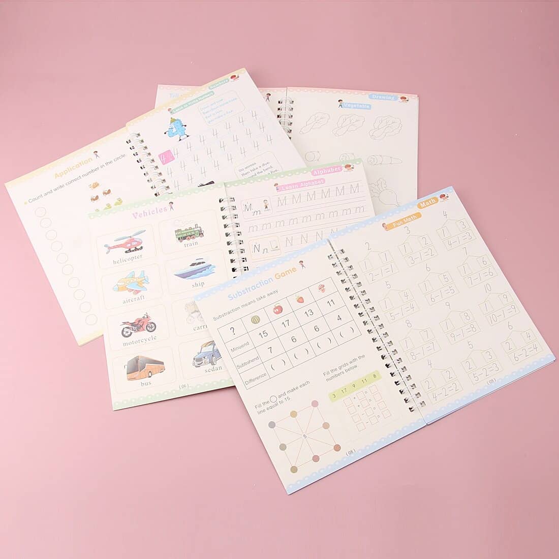 4 Magic Reusable Copybook Handwriting Books for Kids - 10 Refills